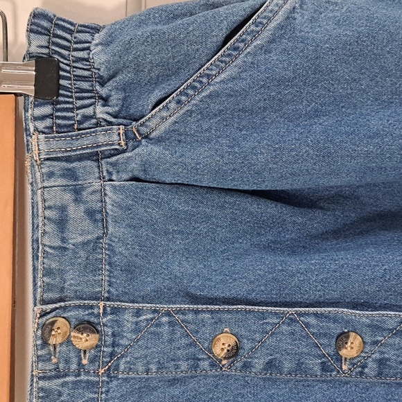 GV Blue Jeans Vintage Denim Jean Button-Front Elasic Waist Comfy Midi Maxi Skirt - Picture 3 of 9